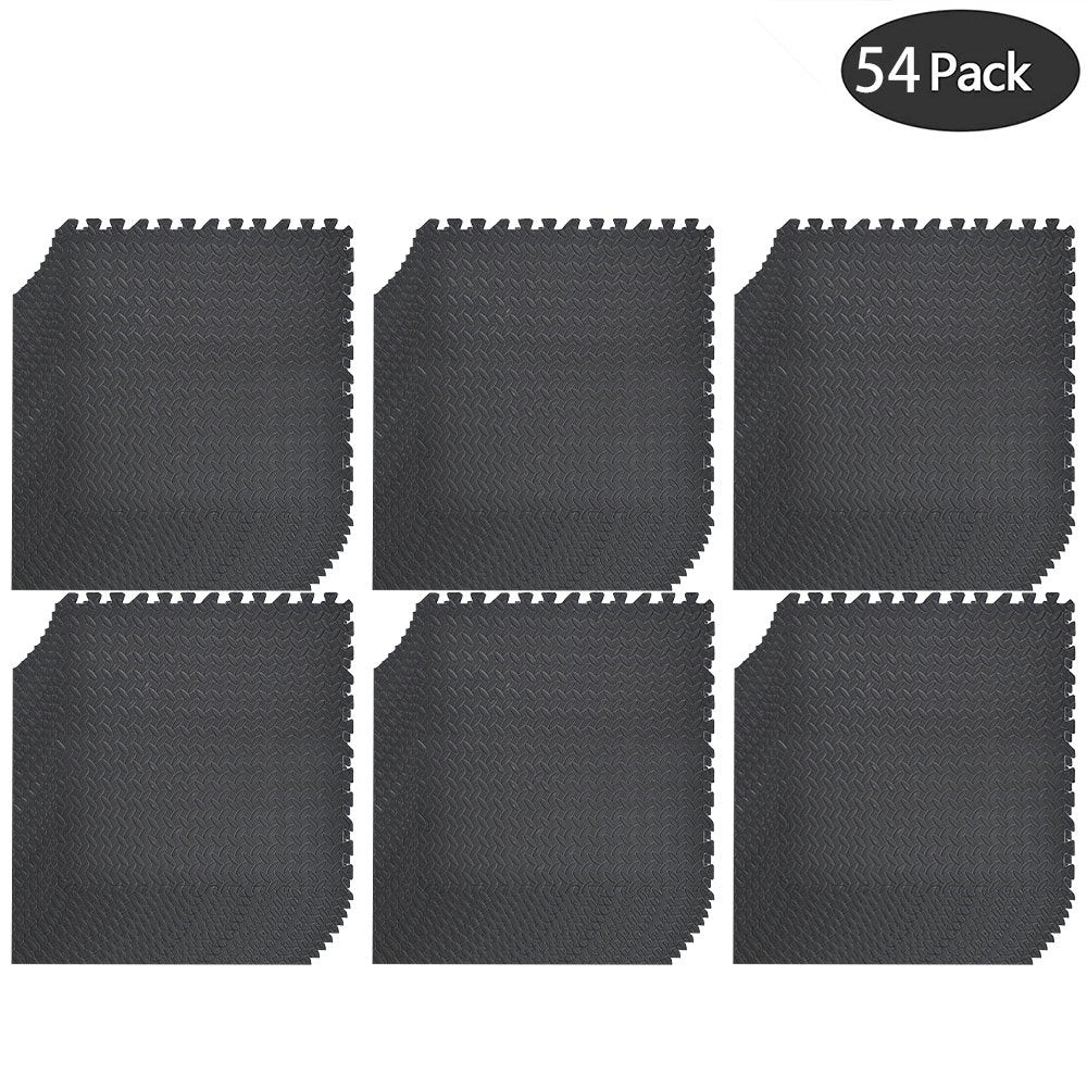 0.5in THICK GYM FLOORING INTERLOCKING FLOOR MATS TILES EVA SOFT FOAM MAT BLACK Netuera