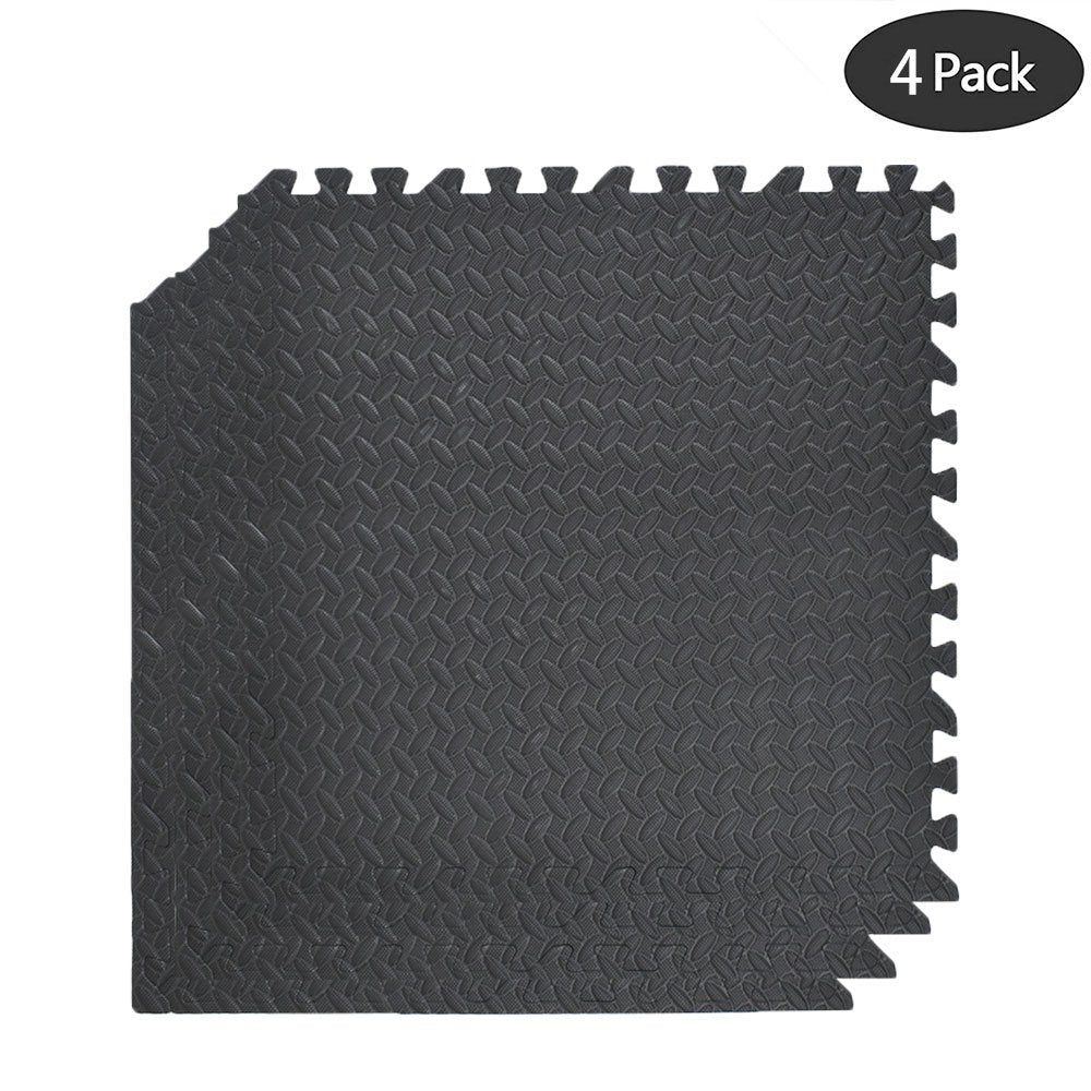 0.5in THICK GYM FLOORING INTERLOCKING FLOOR MATS TILES EVA SOFT FOAM MAT BLACK Netuera