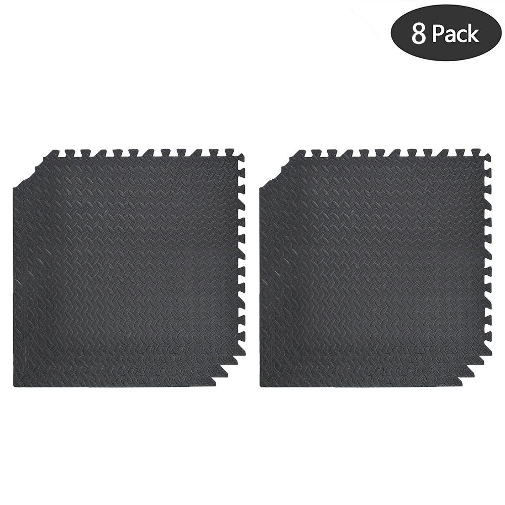 0.5in THICK GYM FLOORING INTERLOCKING FLOOR MATS TILES EVA SOFT FOAM MAT BLACK Netuera