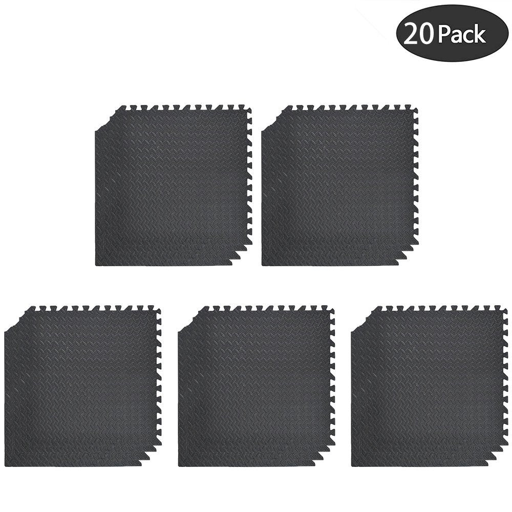 0.5in THICK GYM FLOORING INTERLOCKING FLOOR MATS TILES EVA SOFT FOAM MAT BLACK Netuera