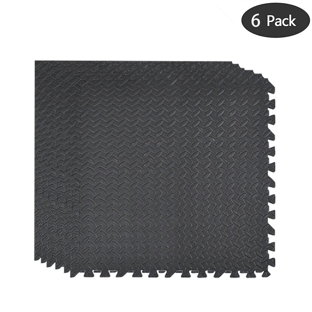 0.5in THICK GYM FLOORING INTERLOCKING FLOOR MATS TILES EVA SOFT FOAM MAT BLACK Netuera