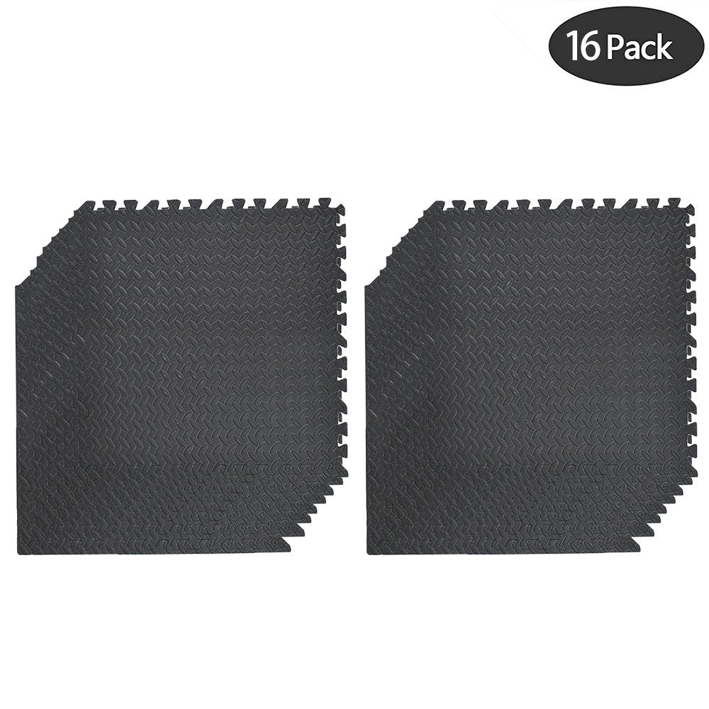 0.5in THICK GYM FLOORING INTERLOCKING FLOOR MATS TILES EVA SOFT FOAM MAT BLACK Netuera
