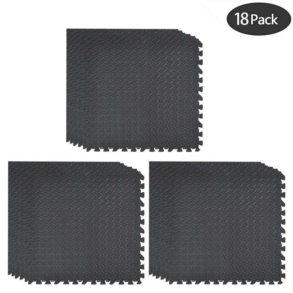 0.5in THICK GYM FLOORING INTERLOCKING FLOOR MATS TILES EVA SOFT FOAM MAT BLACK Netuera