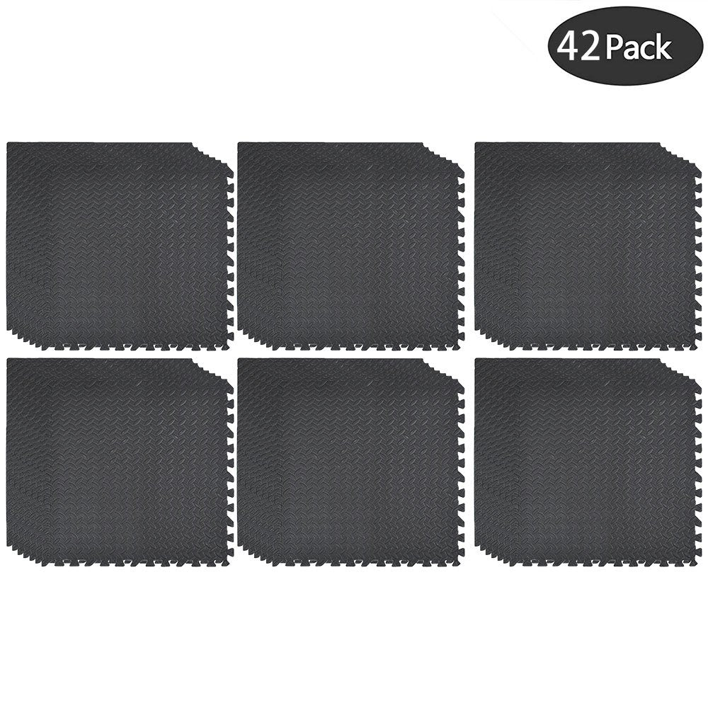 0.5in THICK GYM FLOORING INTERLOCKING FLOOR MATS TILES EVA SOFT FOAM MAT BLACK Netuera
