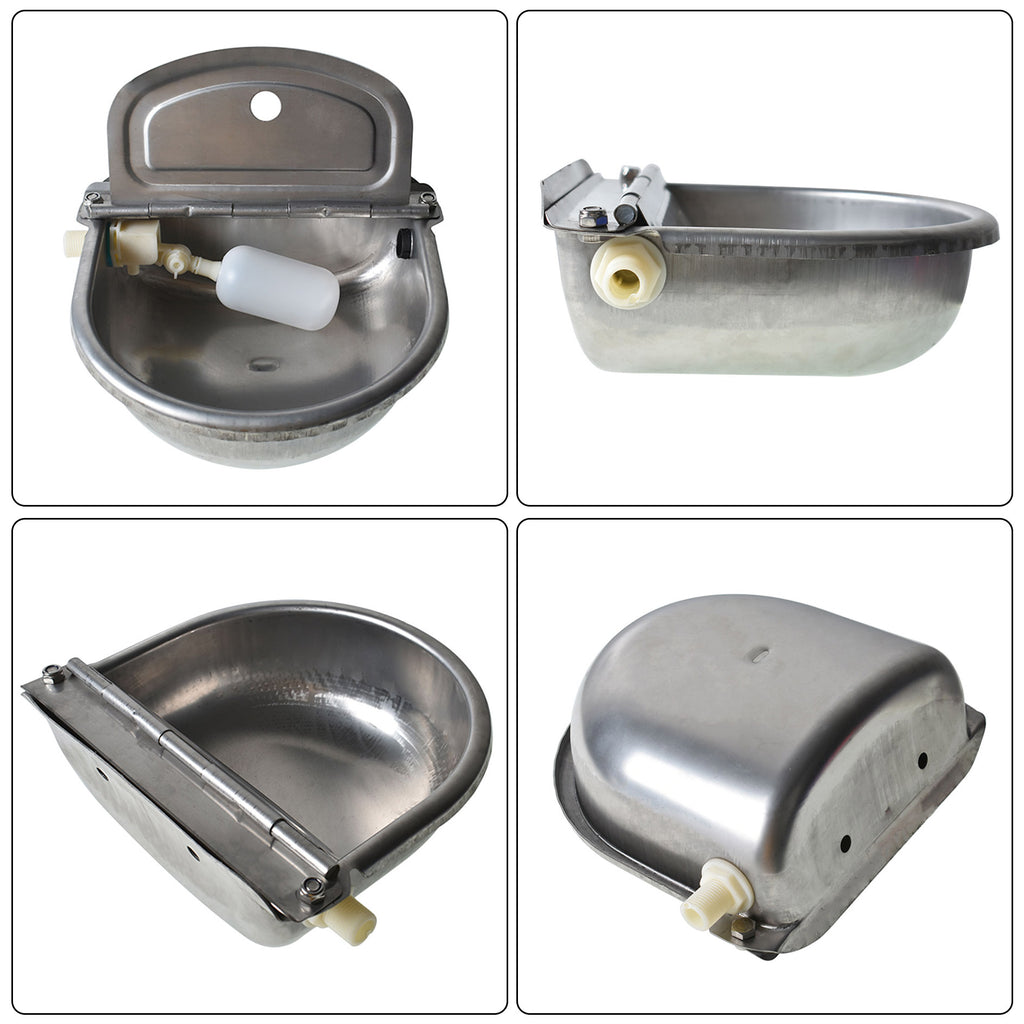 Stainless Water Trough Bowl Automatic Drinking For Dog Horse Cow Pig Auto Fill