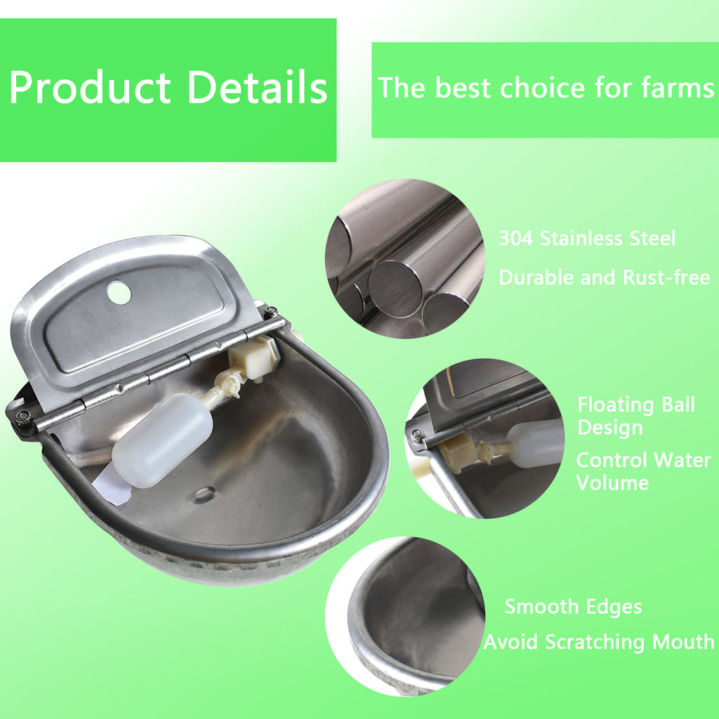 Stainless Water Trough Bowl Automatic Drinking For Dog Horse Cow Pig Auto Fill