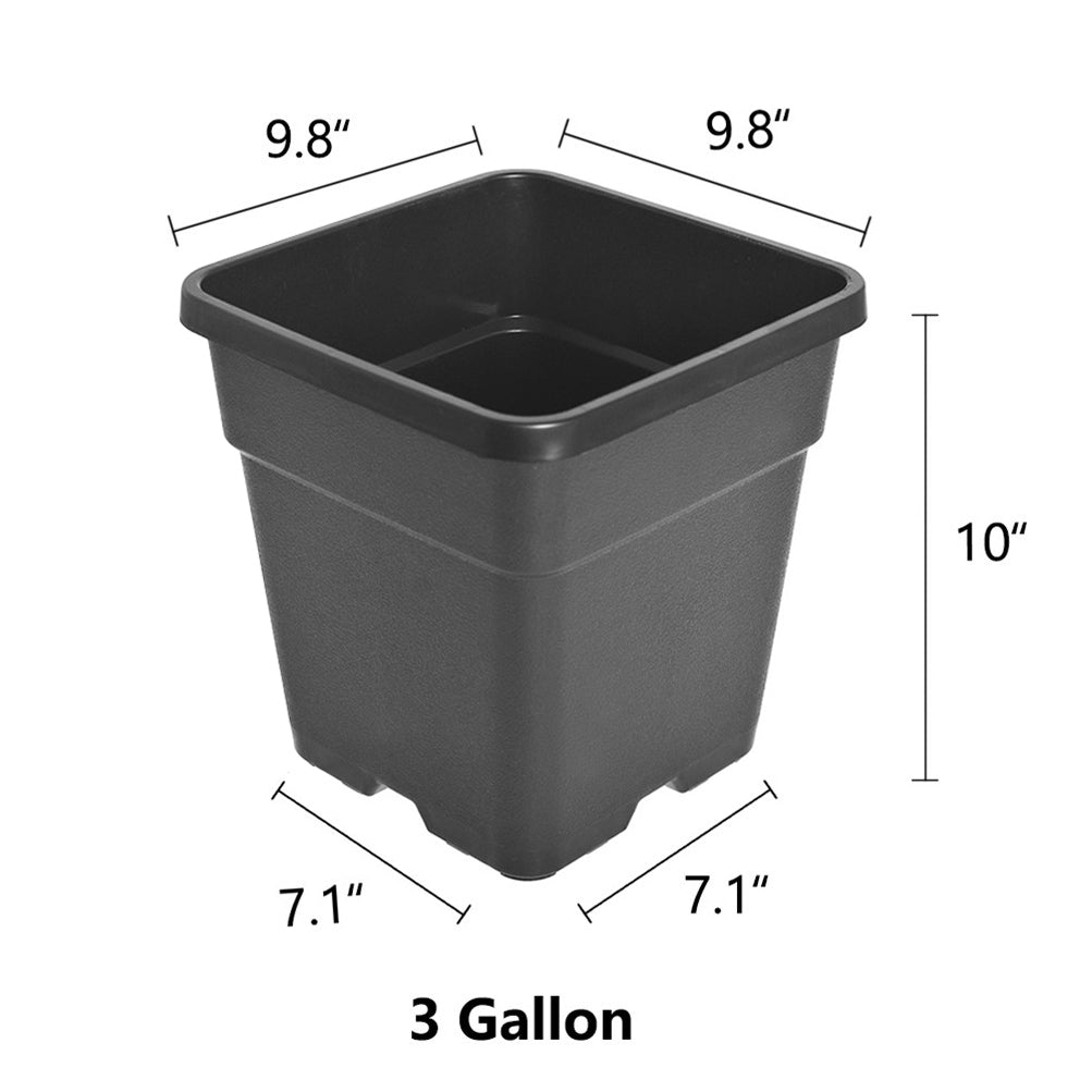 1/2/3/5 Gallon Plastic Grow Pots Plant Bonsai Square Garden Container 10 Pack US Netuera