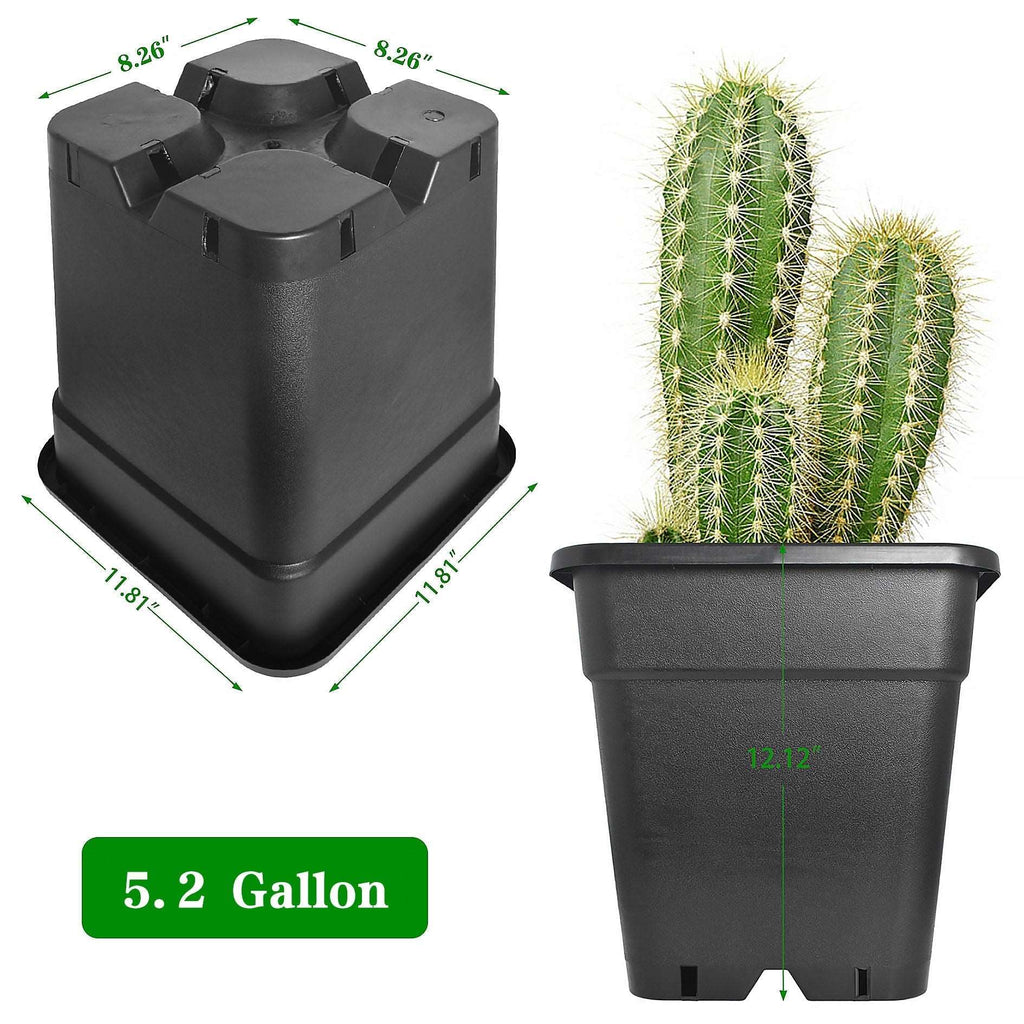 1/2/3/5 Gallon Plastic Grow Pots Plant Bonsai Square Garden Container 10 Pack US Netuera