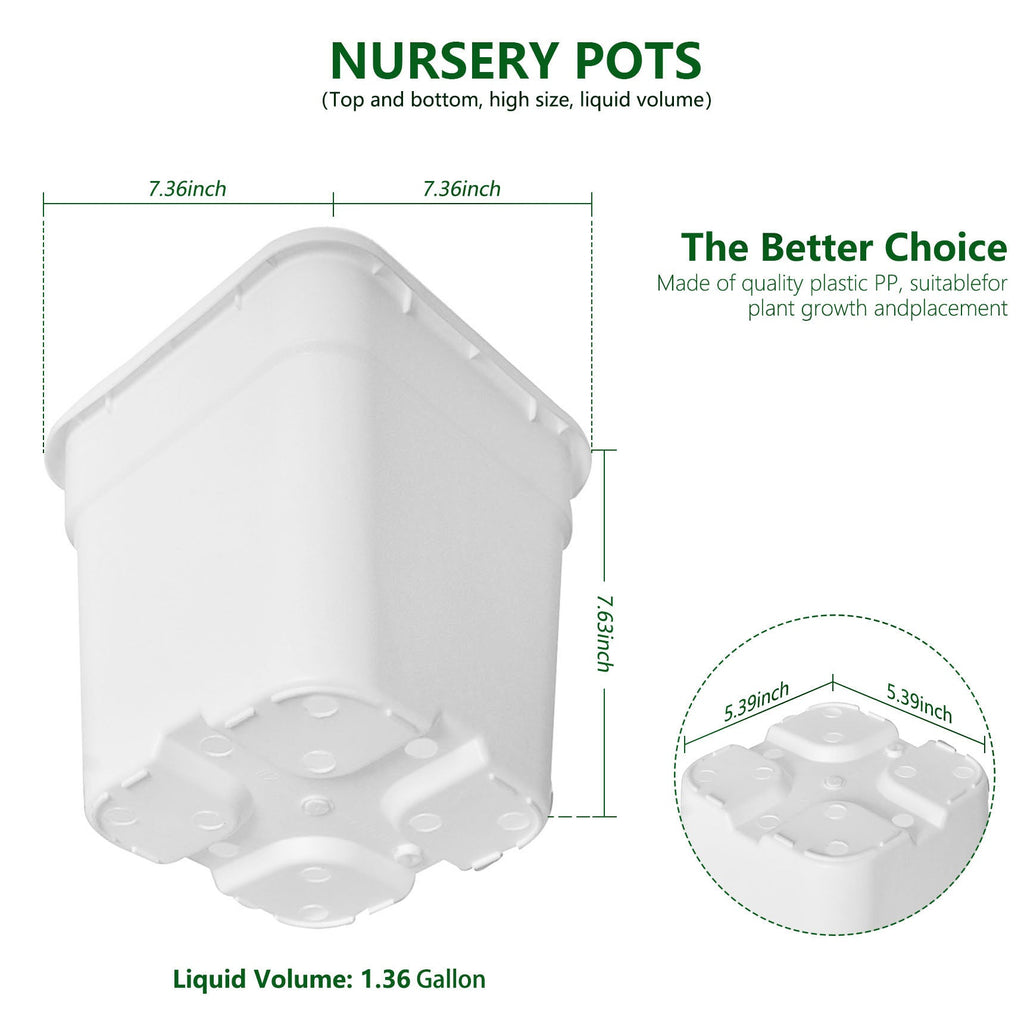 1/2/3/5 Gallon Plastic Grow Pots Plant Bonsai Square Garden Container 10 Pack US Netuera