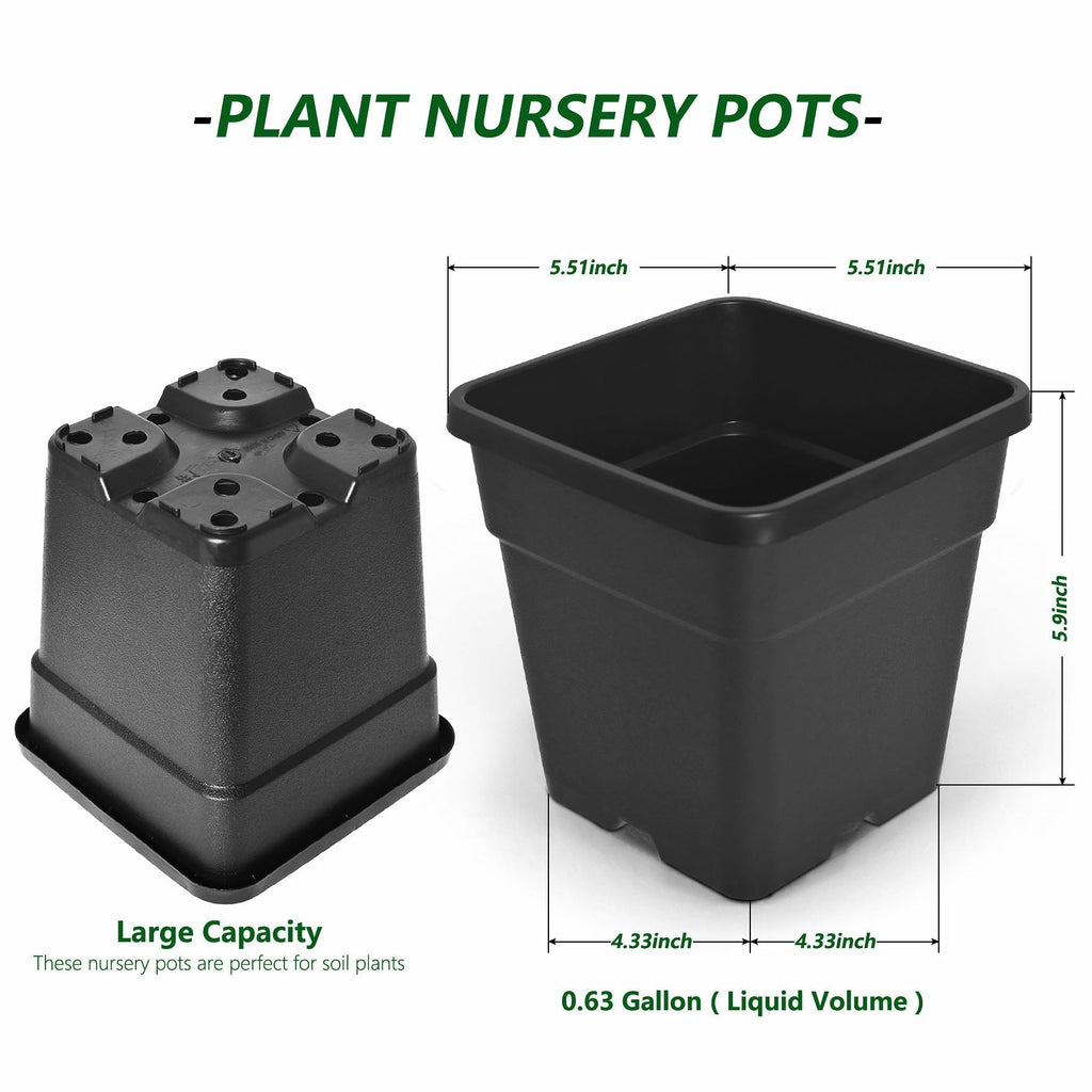 1/2/3/5 Gallon Plastic Grow Pots Plant Bonsai Square Garden Container 10 Pack US Netuera