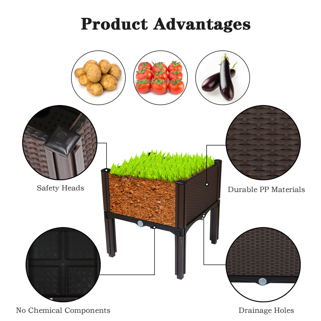 Netuera Elevated Planter Box Raised Garden Bed Kit Vegetable Herb Flower Patio Grow Yard
