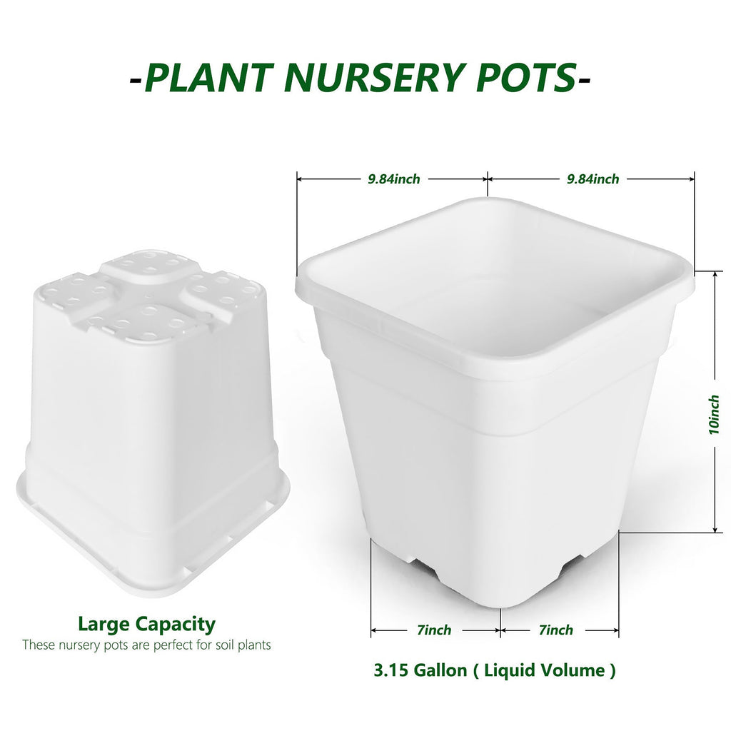 2/3/5 Gallon Plastic Grow Pots Plant Bonsai Square Garden Container 10 Pack Netuera