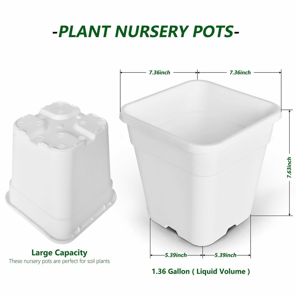 2/3/5 Gallon Plastic Grow Pots Plant Bonsai Square Garden Container 10 Pack Netuera