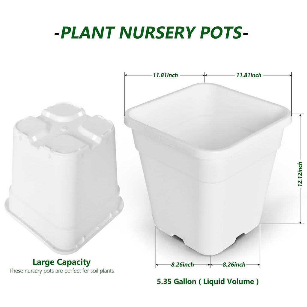 2/3/5 Gallon Plastic Grow Pots Plant Bonsai Square Garden Container 10 Pack Netuera