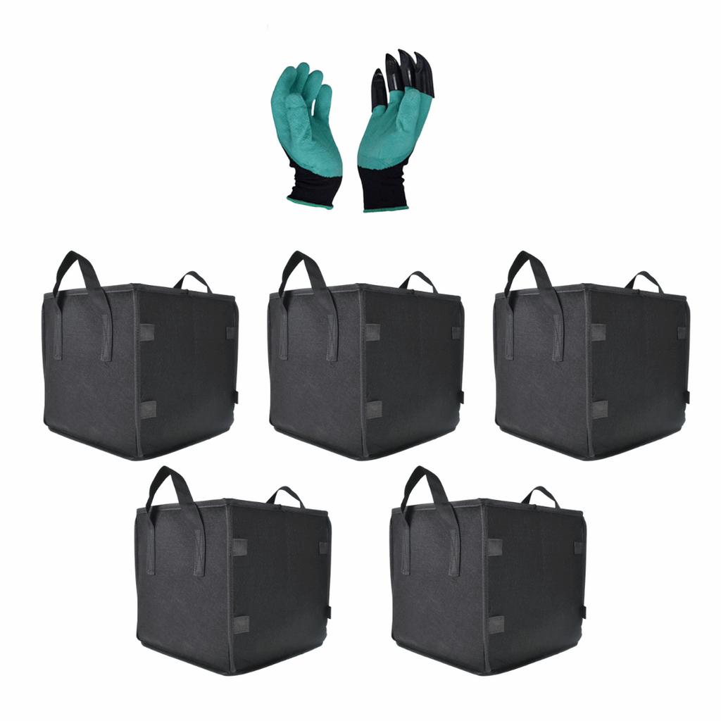 5-Pack Square Grow Bags Thick Fabric Planting Pots with Handles for Garden Netuera