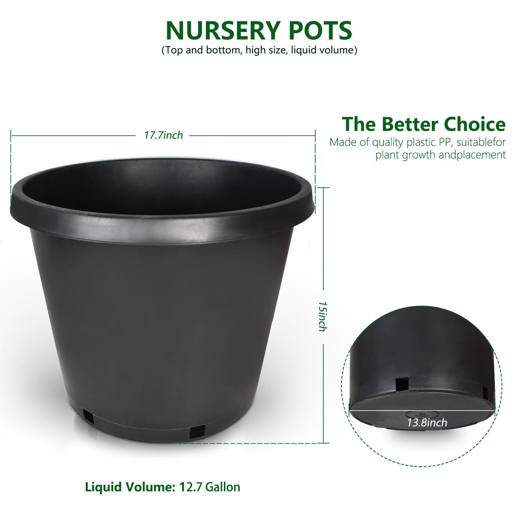 Black Trade Gallon Root Garden Container Premium Nursery Pots Netuera