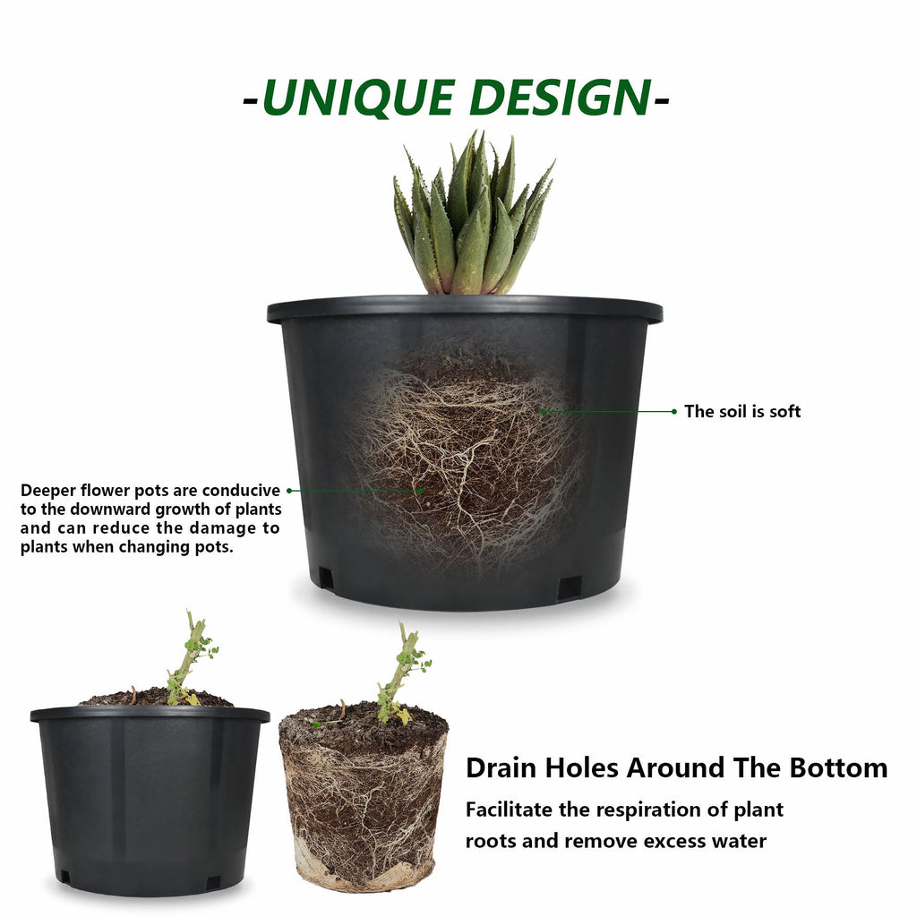 Black Trade Gallon Root Garden Container Premium Nursery Pots Netuera