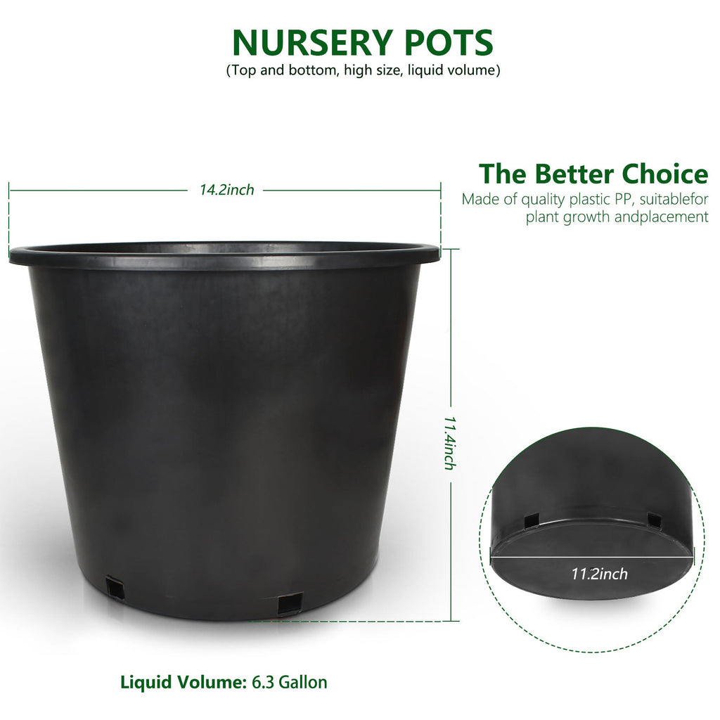 Black Trade Gallon Root Garden Container Premium Nursery Pots Netuera