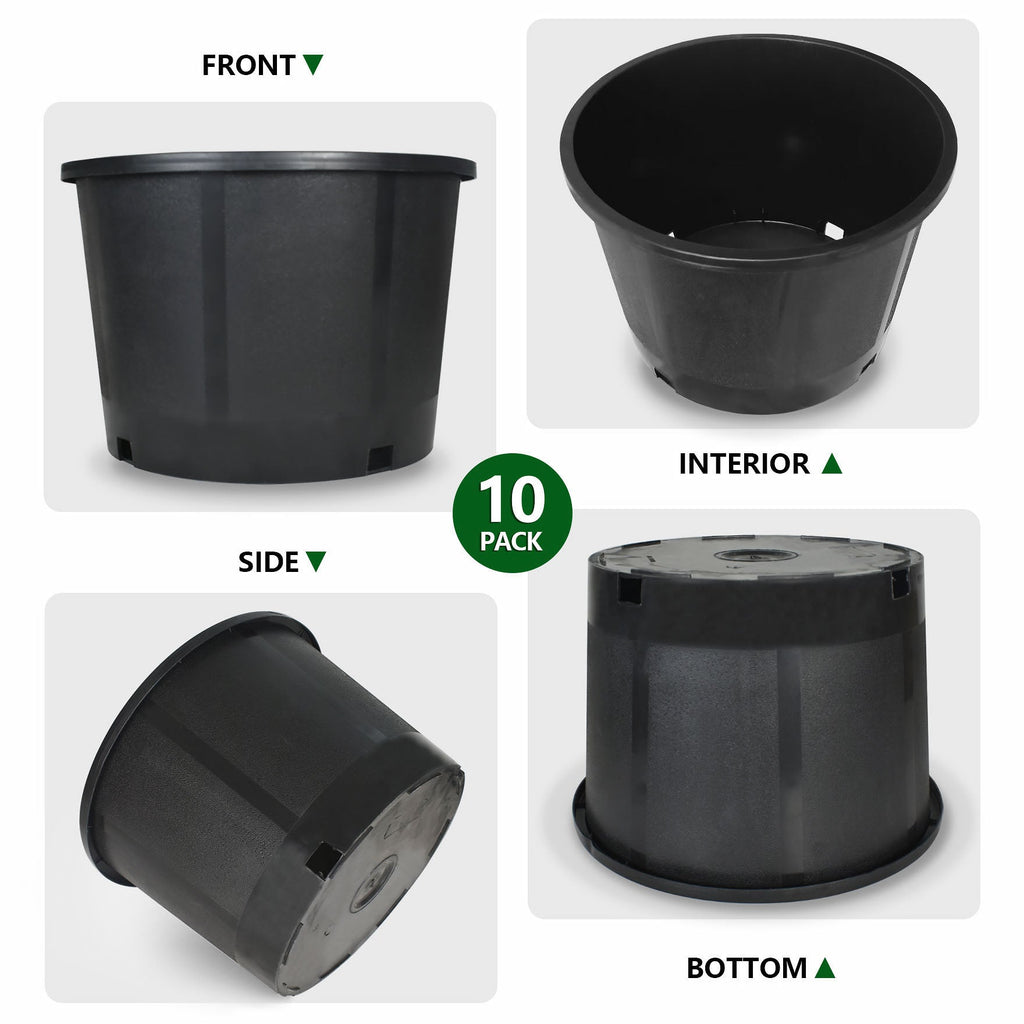 Black Trade Gallon Root Garden Container Premium Nursery Pots Netuera