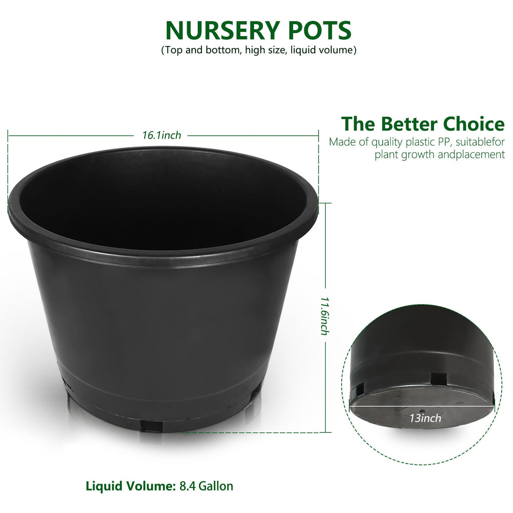Black Trade Gallon Root Garden Container Premium Nursery Pots Netuera