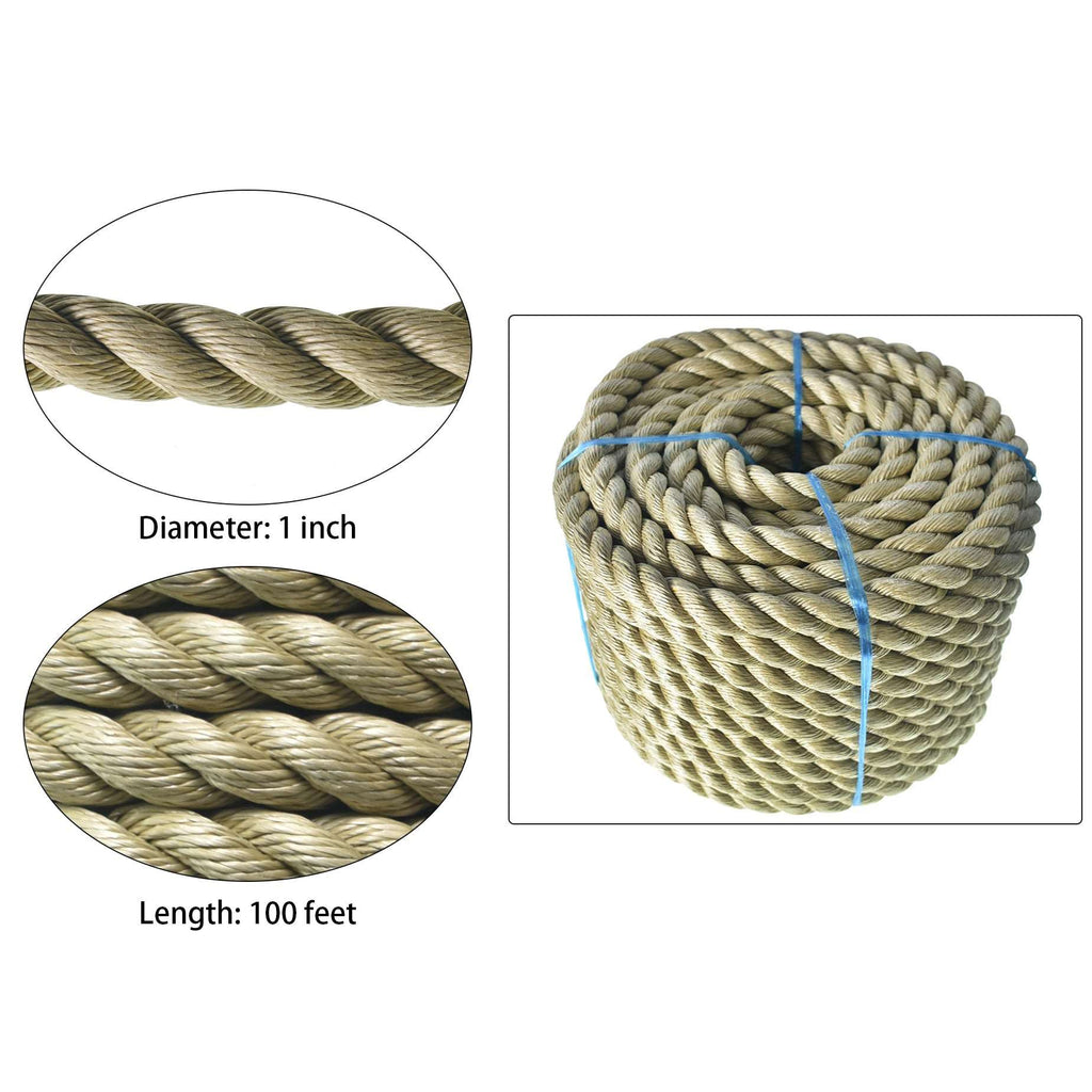 Netuera 100ft Natural Manila Rope 3 Strand Dock Cordage Farm Fitness Nautical Crafts Netuera