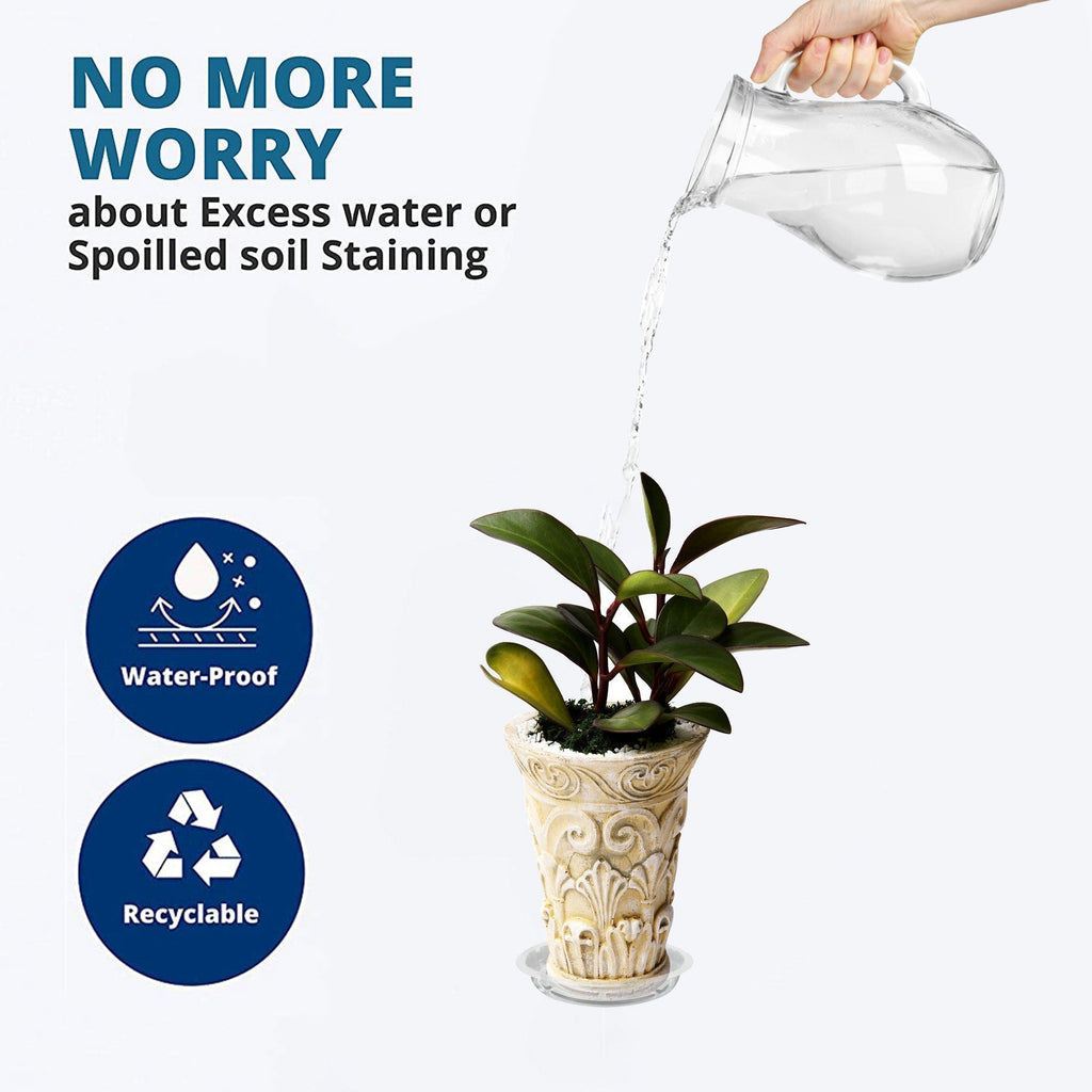 Netuera 10PCS&10In Clear Thick Plastic Heavy Duty Sturdy Plant Saucer Drip Trays Fit for pot Netuera