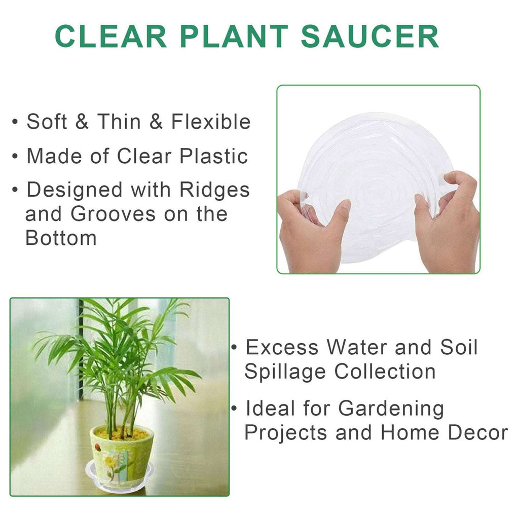 Netuera 10PCS&8In  Clear Thick Plastic Heavy Duty Sturdy Plant Saucer Drip Trays Fit for pot Netuera