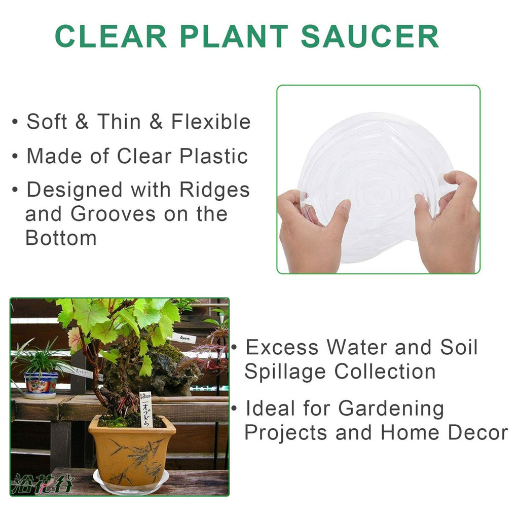 Netuera 15 PCS 5*6"+5*8"+5*10" Clear Thick Plastic Heavy Duty Sturdy Plant Saucer Drip Trays Fit for pot Netuera