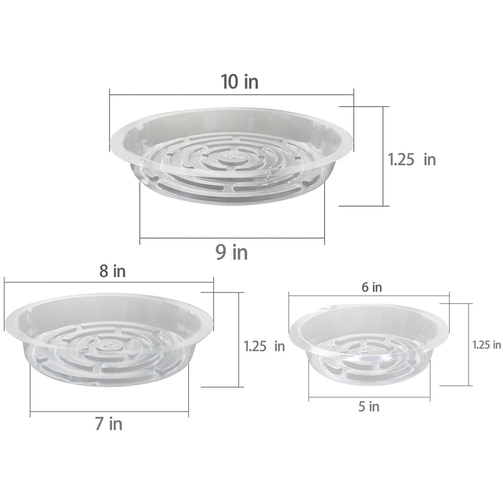 Netuera 15 PCS 5*6"+5*8"+5*10" Clear Thick Plastic Heavy Duty Sturdy Plant Saucer Drip Trays Fit for pot Netuera