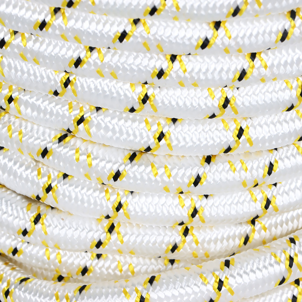 Netuera 3/4 "x 150' 24 Strand Braided Rope (White, Yellow, Black) 44 KN Netuera