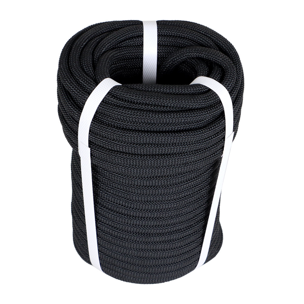 Netuera 3/8 "x 100'high strength polyester rope, maximum tension: 3520lbs Black Netuera