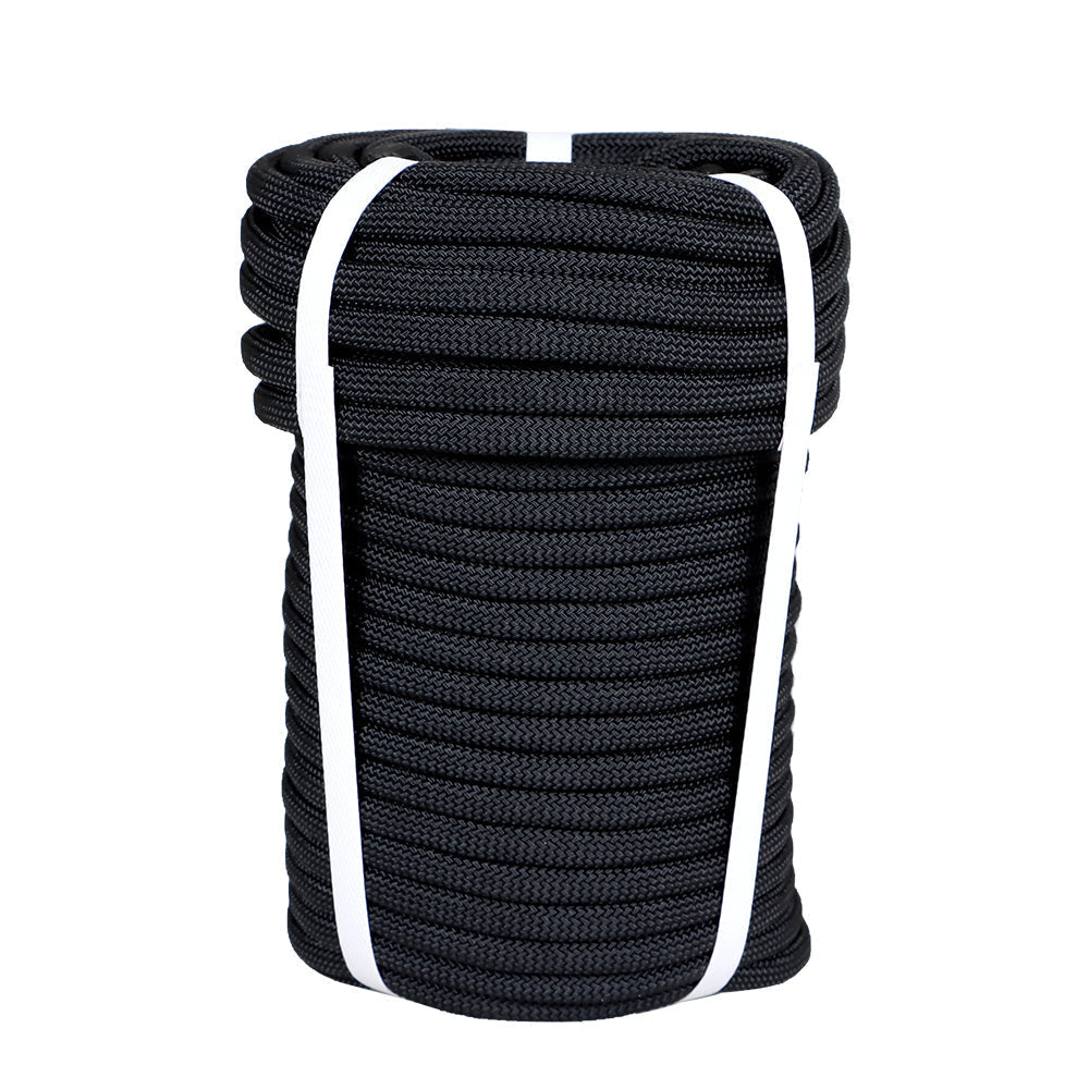 Netuera 3/8 "x 100'high strength polyester rope, maximum tension: 3520lbs Black Netuera