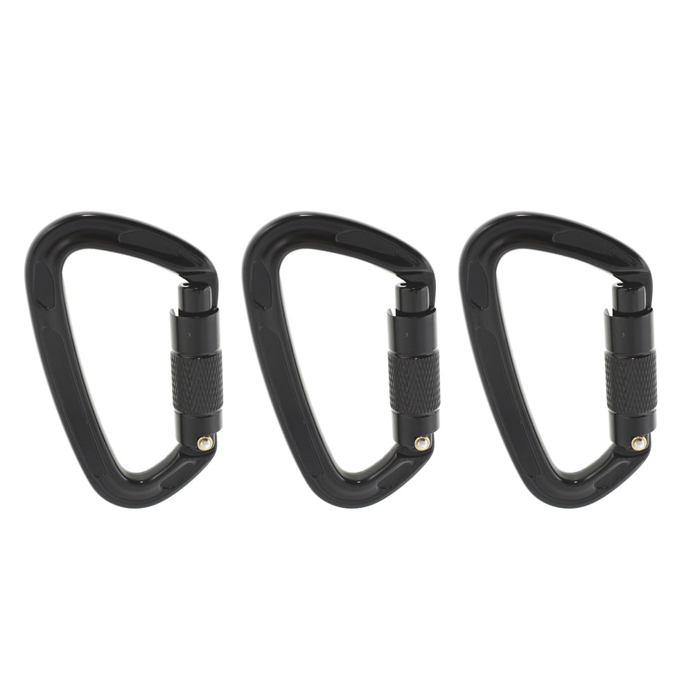 Netuera 3 Pcs 25KN D Aluminum Locking Aluminum Carabiner Rock Climb Carabiners Clip Netuera