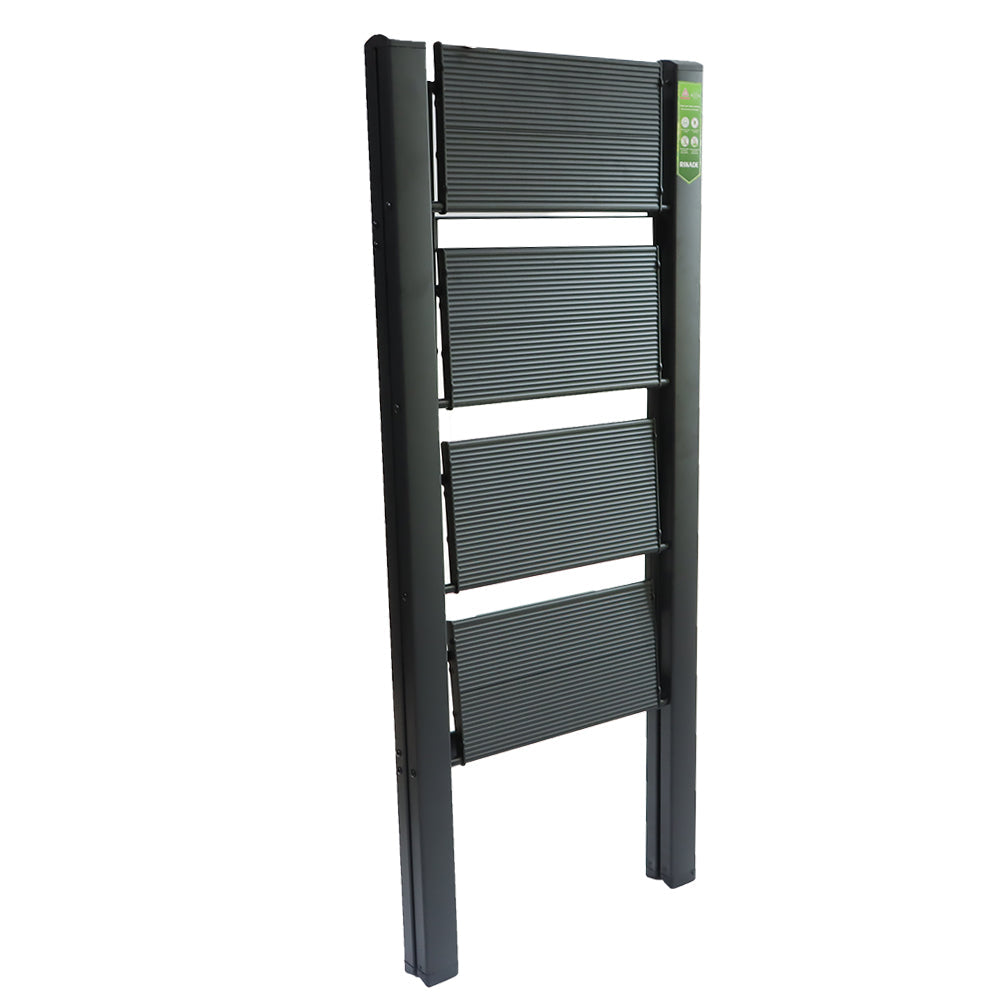 Netuera 4-Step Black Aluminum Step Stool with Wide Anti-Slip Pedal Folding Ladder Netuera