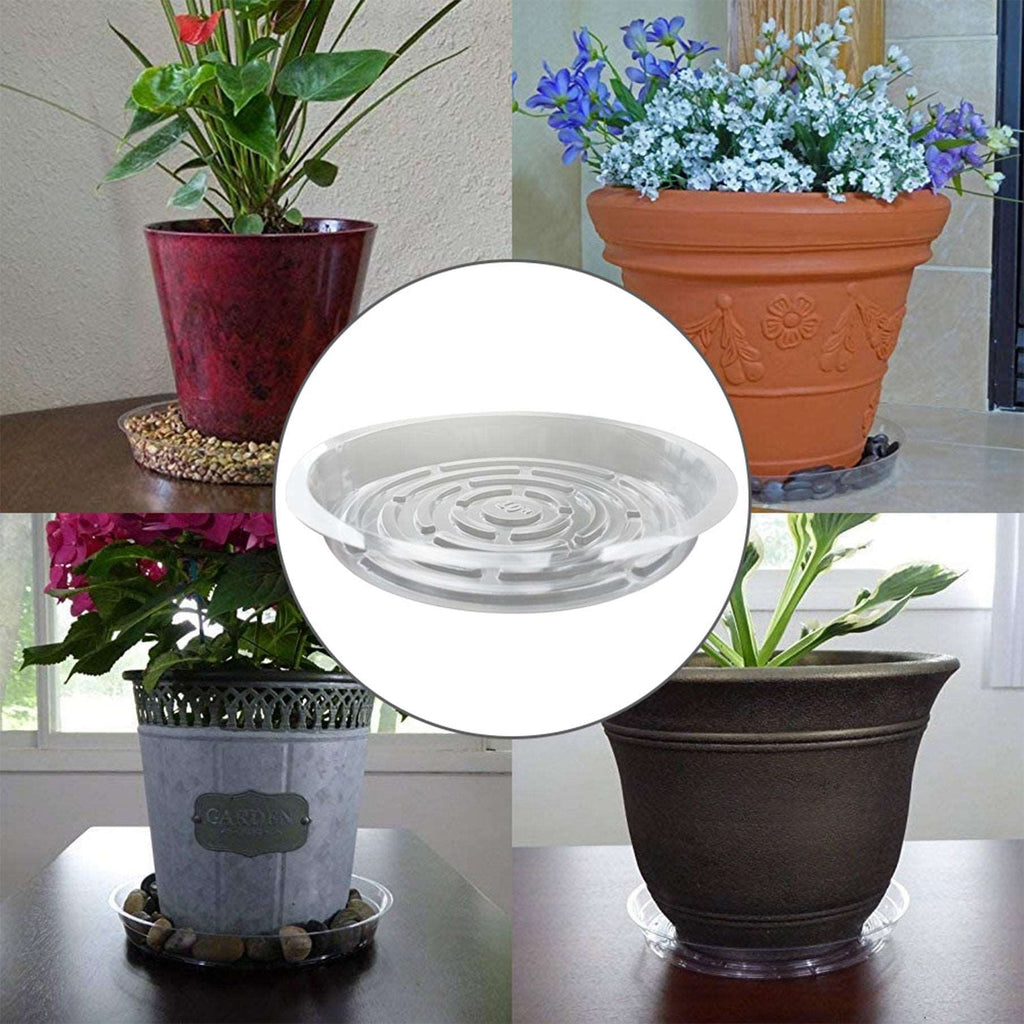 Netuera 5 Pack 10 in Clear Thick Plastic Heavy Duty Sturdy Plant Saucer Drip Trays Fit for pot Netuera