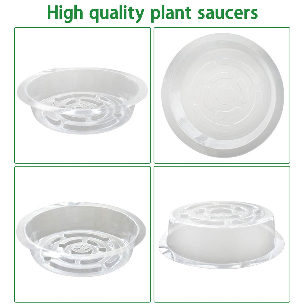 Netuera 5 Pack 6 in Clear Thick Plastic Heavy Duty Sturdy Plant Saucer Drip Trays Fit for pot Netuera