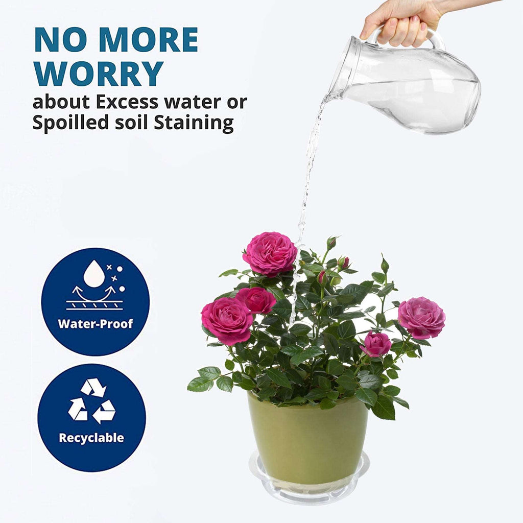 Netuera 5 Pack 8 in Clear Thick Plastic Heavy Duty Sturdy Plant Saucer Drip Trays Fit for pot Netuera
