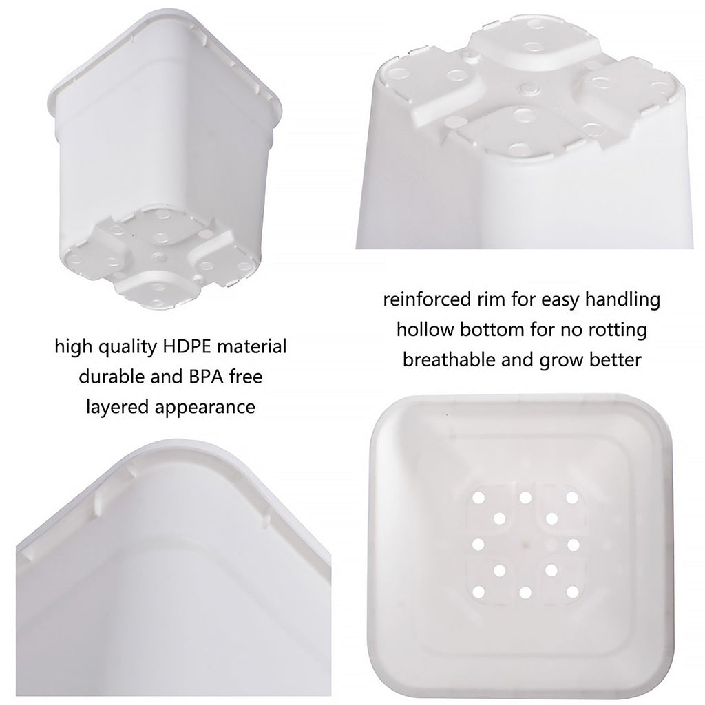 Netuera 7 Gallon Plastic Nursery Plant Grow Pots Bonsai Square Garden Container 10 Pcs Netuera
