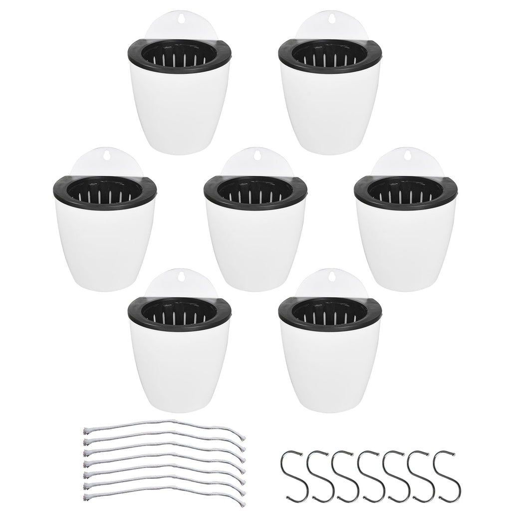 Netuera 7Pack Self-watering Plant Flower Pot Wall Hanging Plastic Planters with Hook Netuera