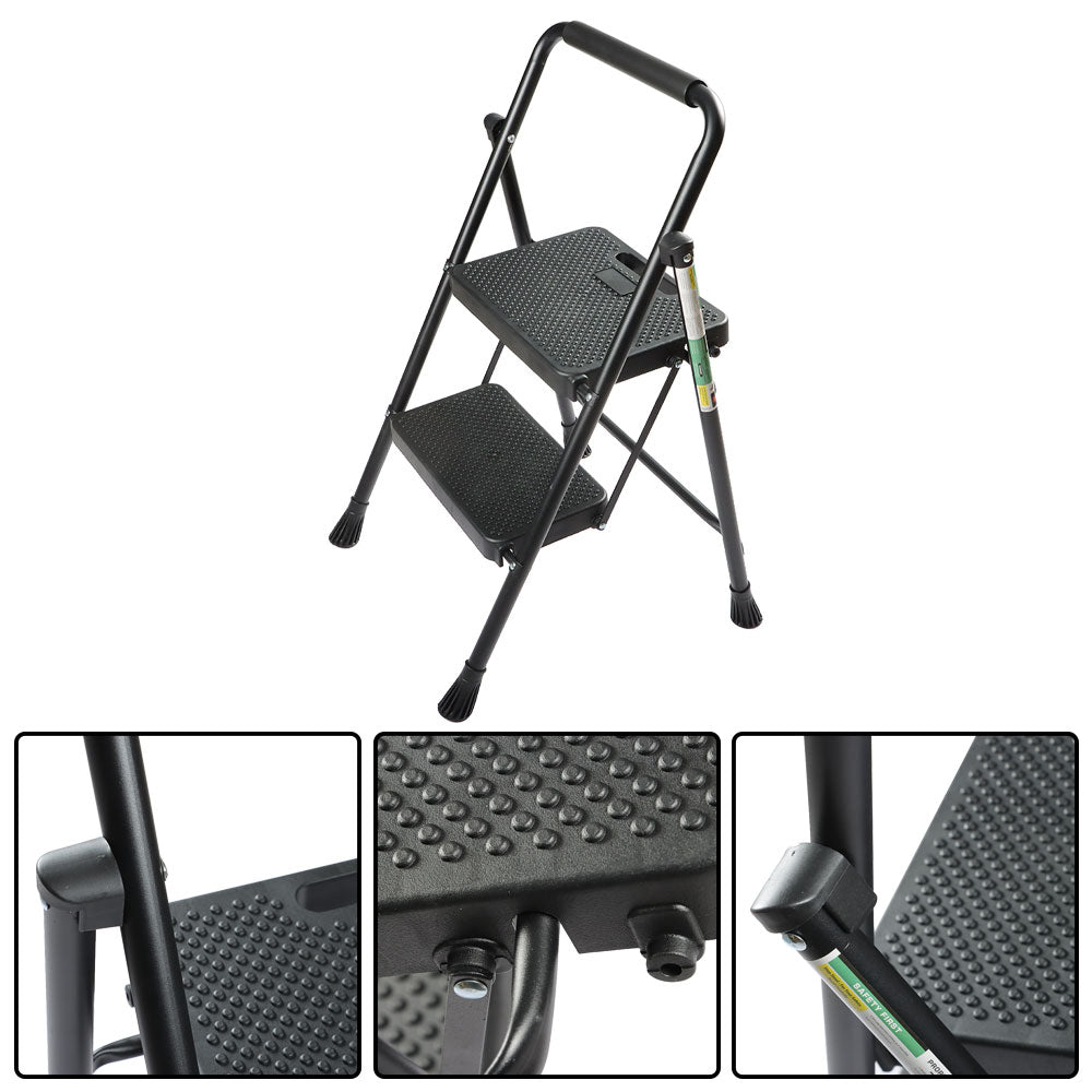 Netuera Aluminium 2 Step Folding Step Portable Ladder with Wide Anti-Slip Pedal Netuera