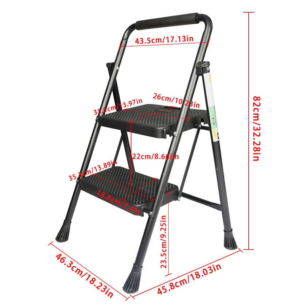 Netuera Aluminium 2 Step Folding Step Portable Ladder with Wide Anti-Slip Pedal Netuera