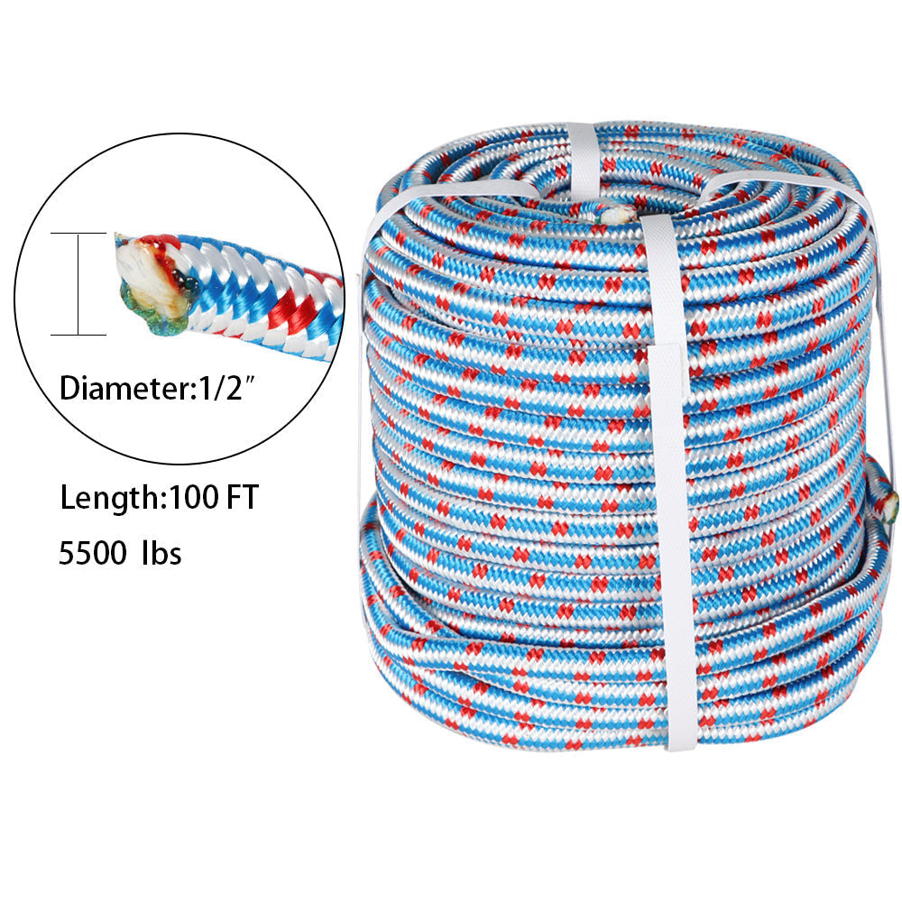 Netuera Double Strand Braided Tree Rigging Line 1/2" x 100' Arborist Tree Climbing Rope Netuera