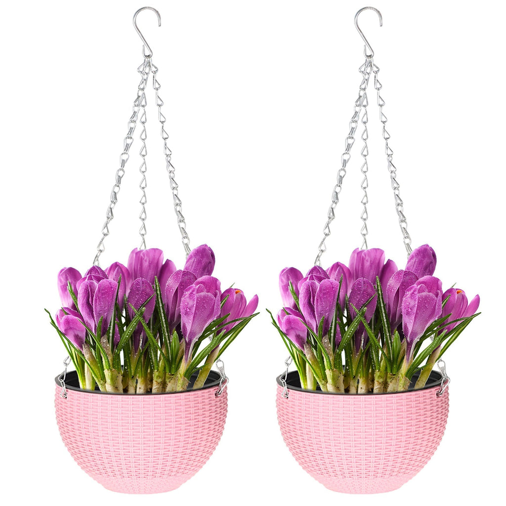 Netuera Pink Hanging Flower Pots Garden Fence Balcony Basket Plant Pot Planter Decor Netuera