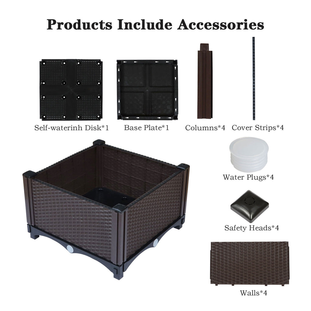 Netuera Plastic Raised Garden Bed Elevated Planter Box Kit Reserve Excess Water Outdoor Netuera