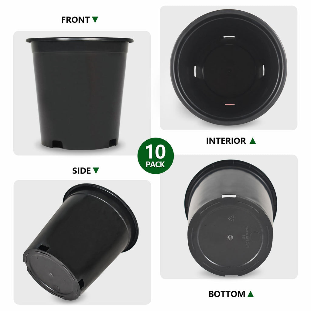 New  Black Trade Gallon Root Garden Container Premium Nursery Pots USA Netuera