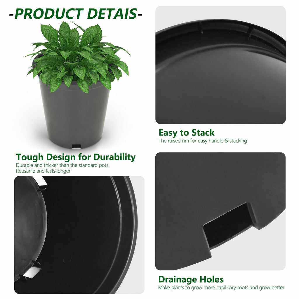 New  Black Trade Gallon Root Garden Container Premium Nursery Pots USA Netuera