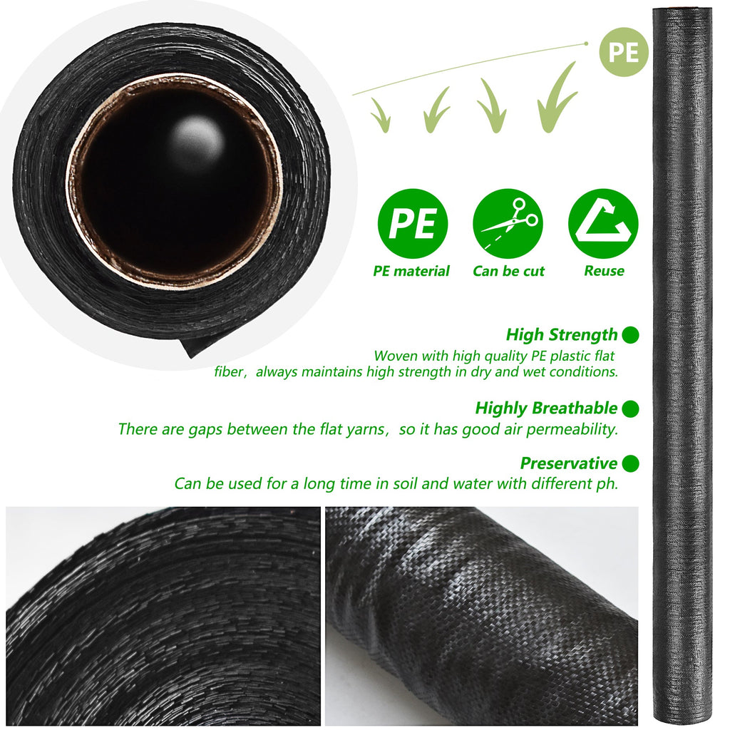 New Weed Barrier Fabric Woven Earthmat Ground Cover Heavy-Duty 3.2oz/sq.yd US Netuera