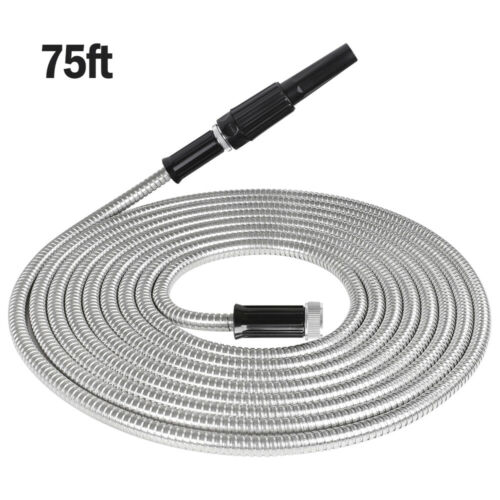 Stainless Steel Metal Garden Water Hose Pipe 25/50/75/100FT Flexible  US Netuera