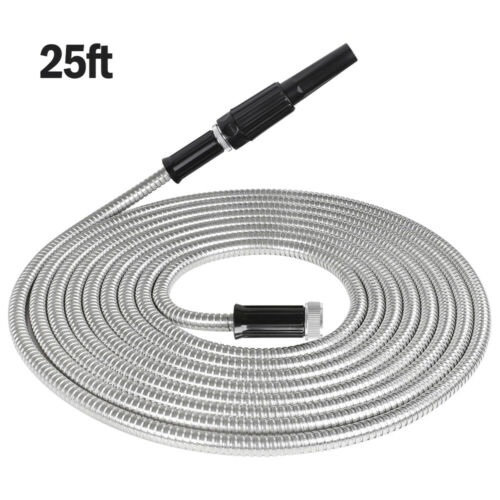 Stainless Steel Metal Garden Water Hose Pipe 25/50/75/100FT Flexible  US Netuera