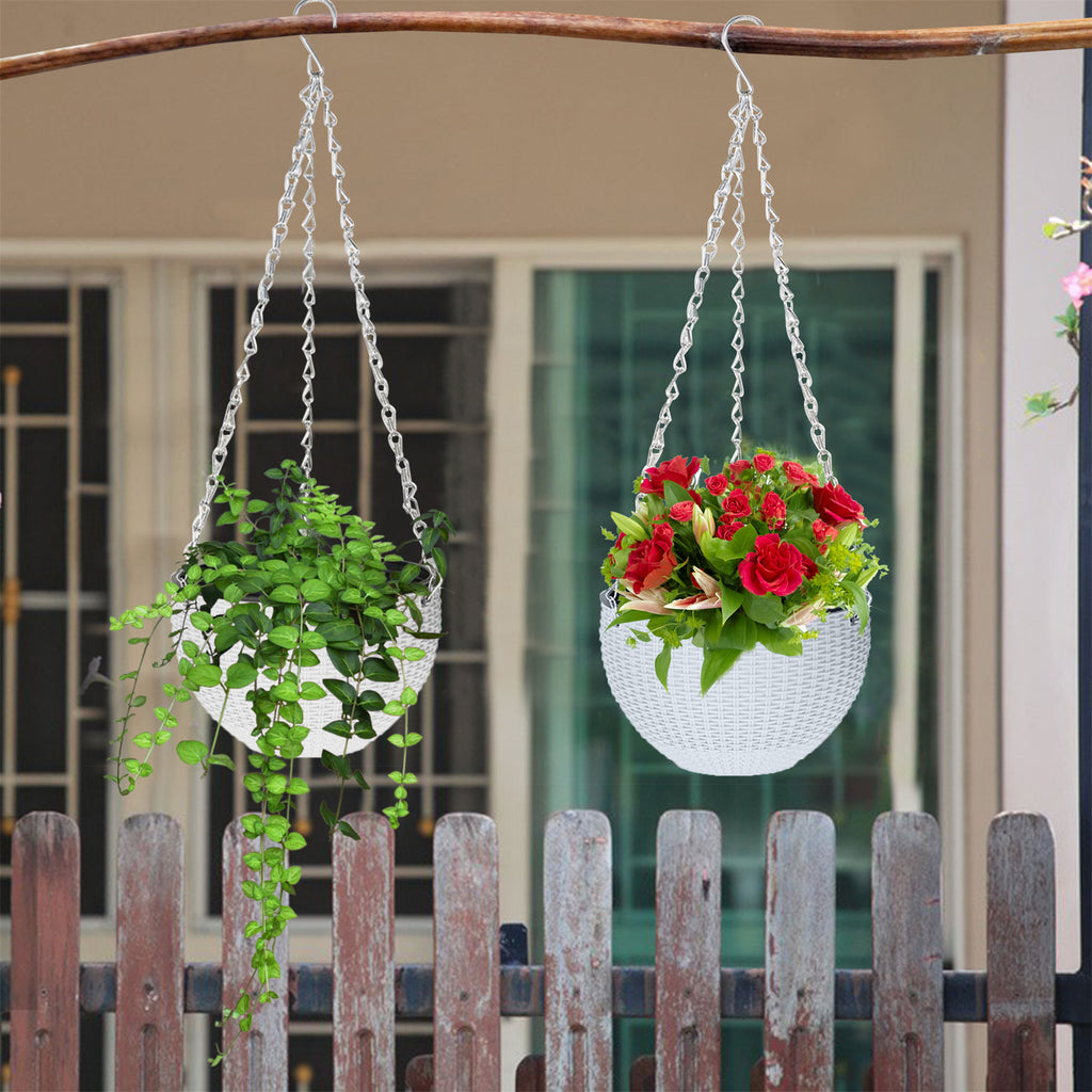 Netuera Hanging Flower Pots Garden Fence Balcony Basket Plant Pot Planter Decor
